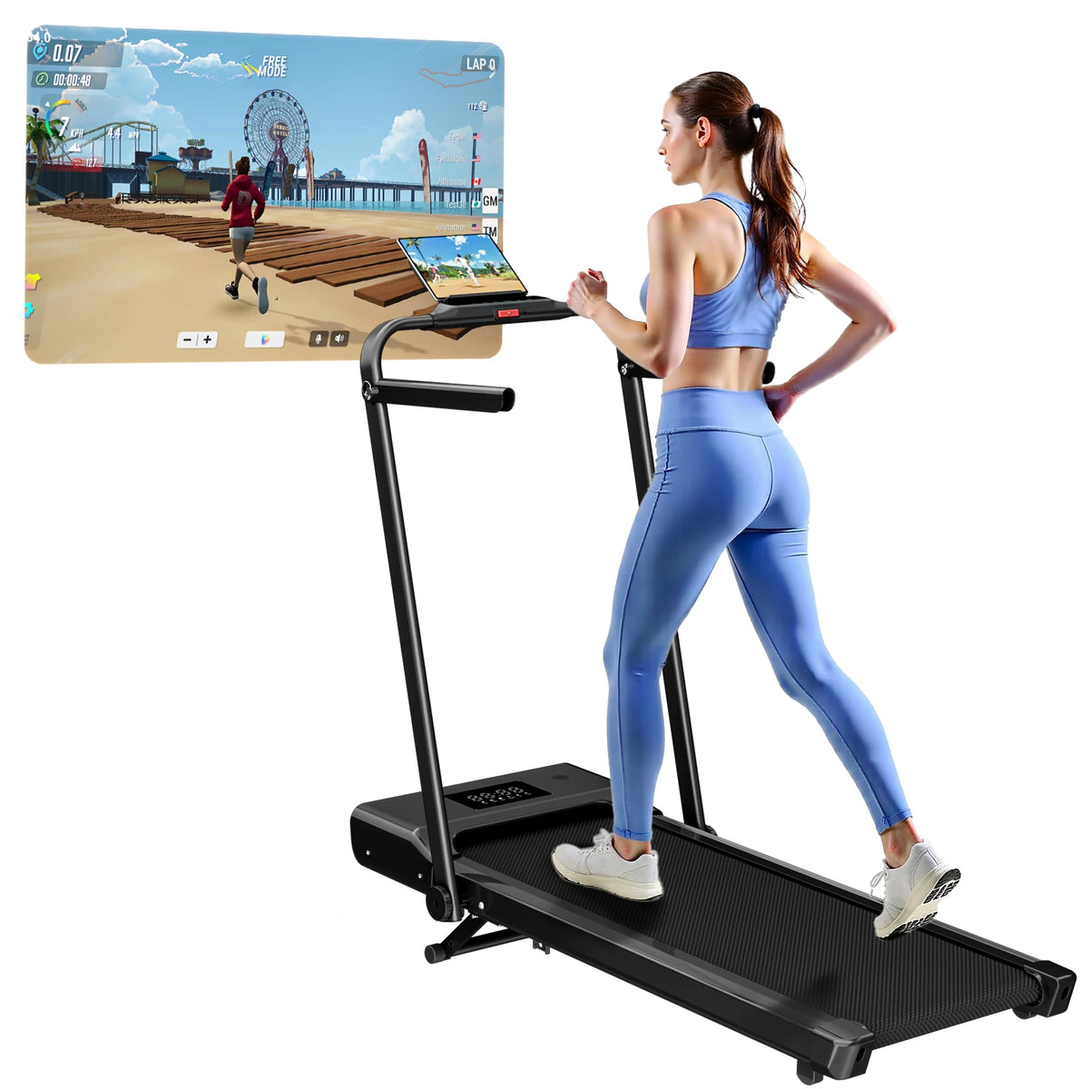 Hot Walking Pad Treadmill with 9% Incline Under-Desk for Home/Office 37.4inch Belt LCD Display Portable Foldable Safety Armrest