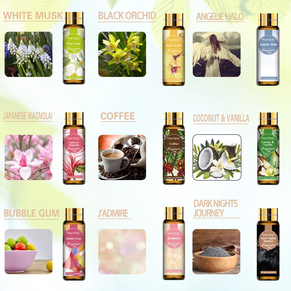 PHATOIL 9 X 10ml Fragrance Oil Christmas Gift Set for Diffusers for Home, Soap Candle Making Long Lasting Fragrance Oils Humidifier, Aromatherapy, Refresh Space