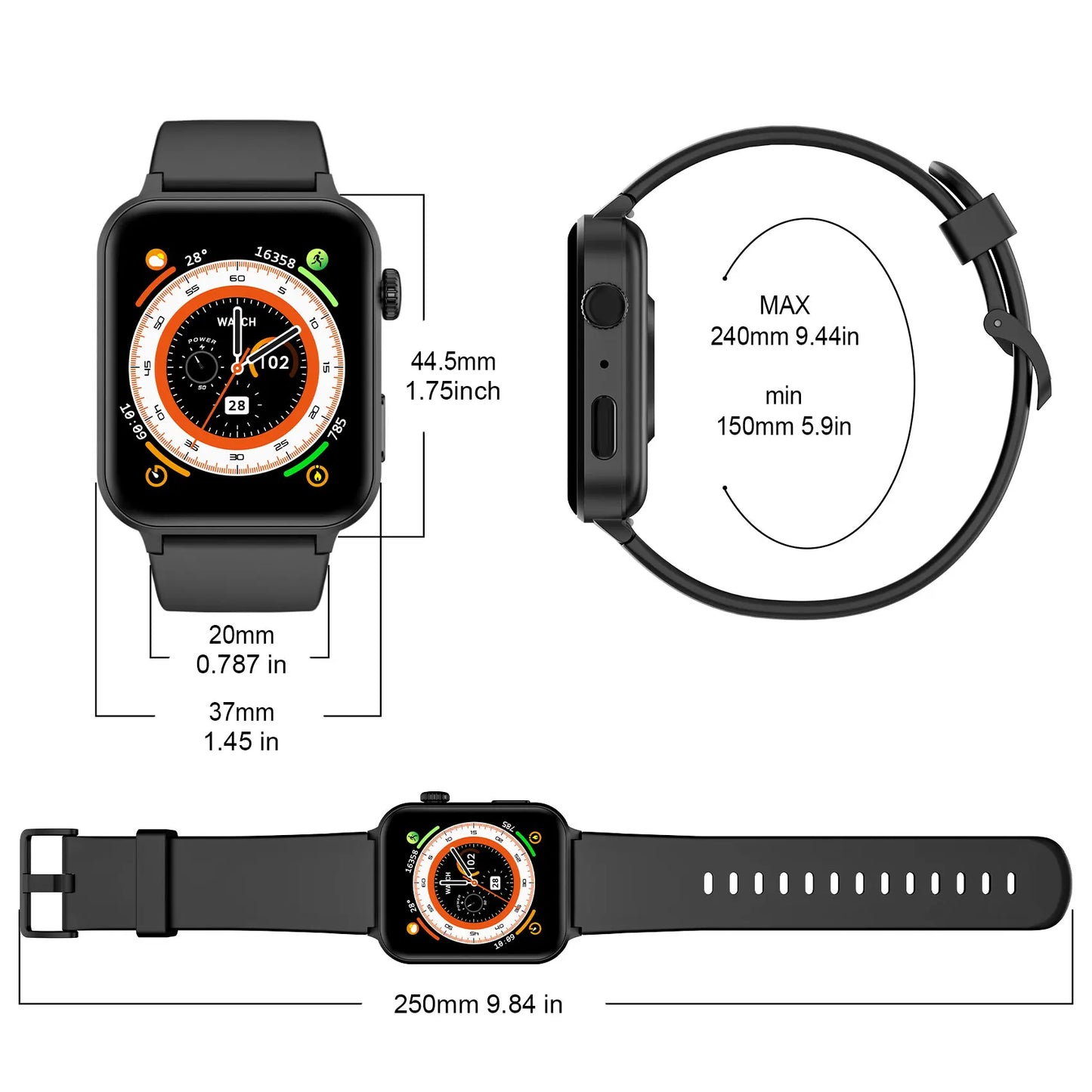 Blackview R30PRO Bluetooth Smartwatch Health Monitoring 100+ Sport Mode Fitness Watch 1.85‘’ HD TFT Screen Watches for Men Women
