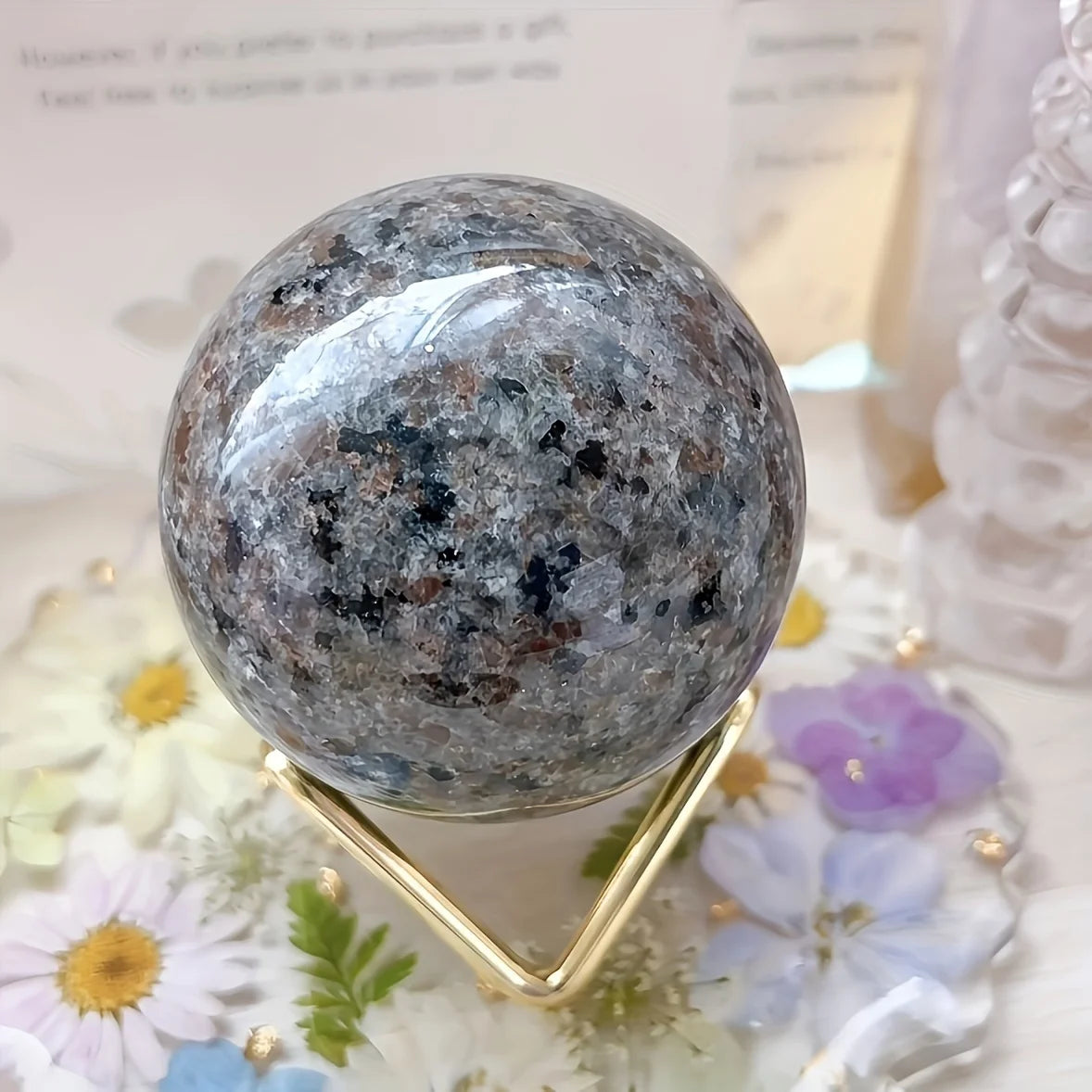 1pc Natural Yooperlite Flame Stone Glowing Sphere with Marbling, Chakra Energy Crystal, Wicca Spiritual Witchcraft Healing Stone