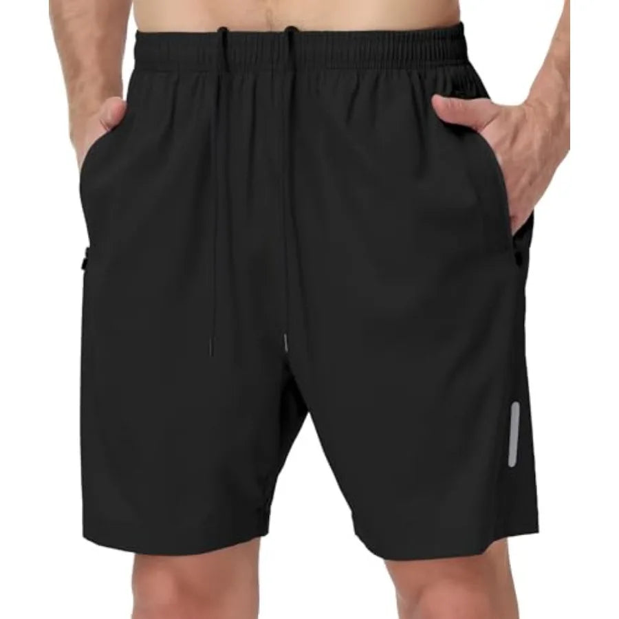 Mens Athletic Gym Shorts 7" Utra-Light Quick Dry Running Workout Basketball Shorts with Zipper Pockets Sports Tennis