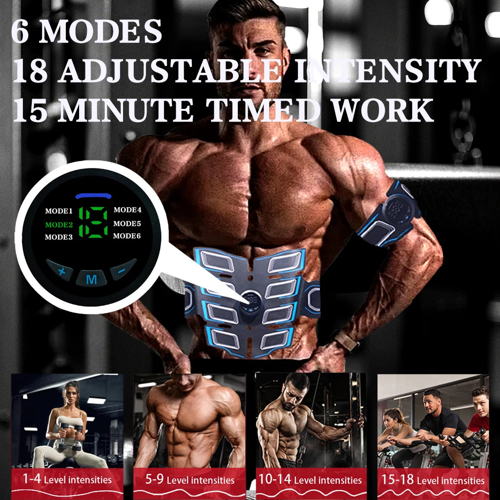 Fitness Equipment EMS Stimulator for Men & Women Abdominal Muscle Stimulation Training with 6 Modes And 18 Intensities for Muscle Training