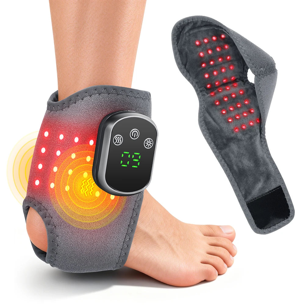 Rechargeable Wireless LED Ankle Massager with Heated Brace 5 Heat Settings & 3 Vibrations for Joint Relief And Relaxation