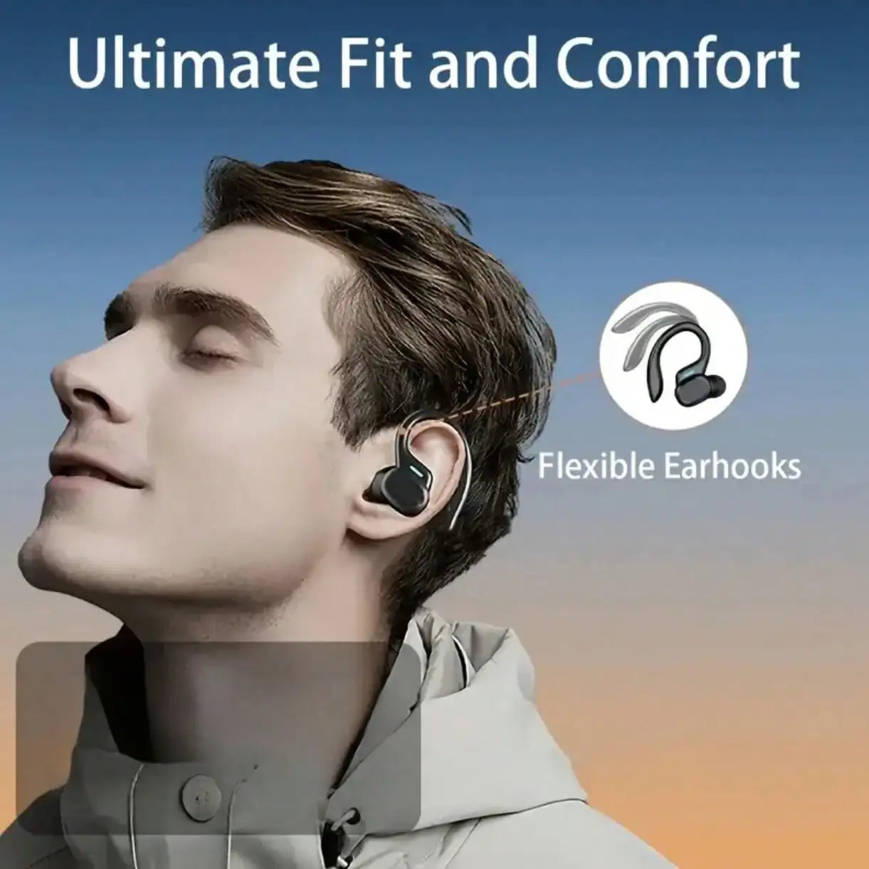 New Style Open-Ear Clip-On TWS Bluetooth Sports Earbuds, Non-In-Ear Comfort Hanging Wireless Headphones, Dolby AAC HiFi Stereo Deep Bass HD Calling, Compatible with iOS Android for Gaming & Couple Gifts