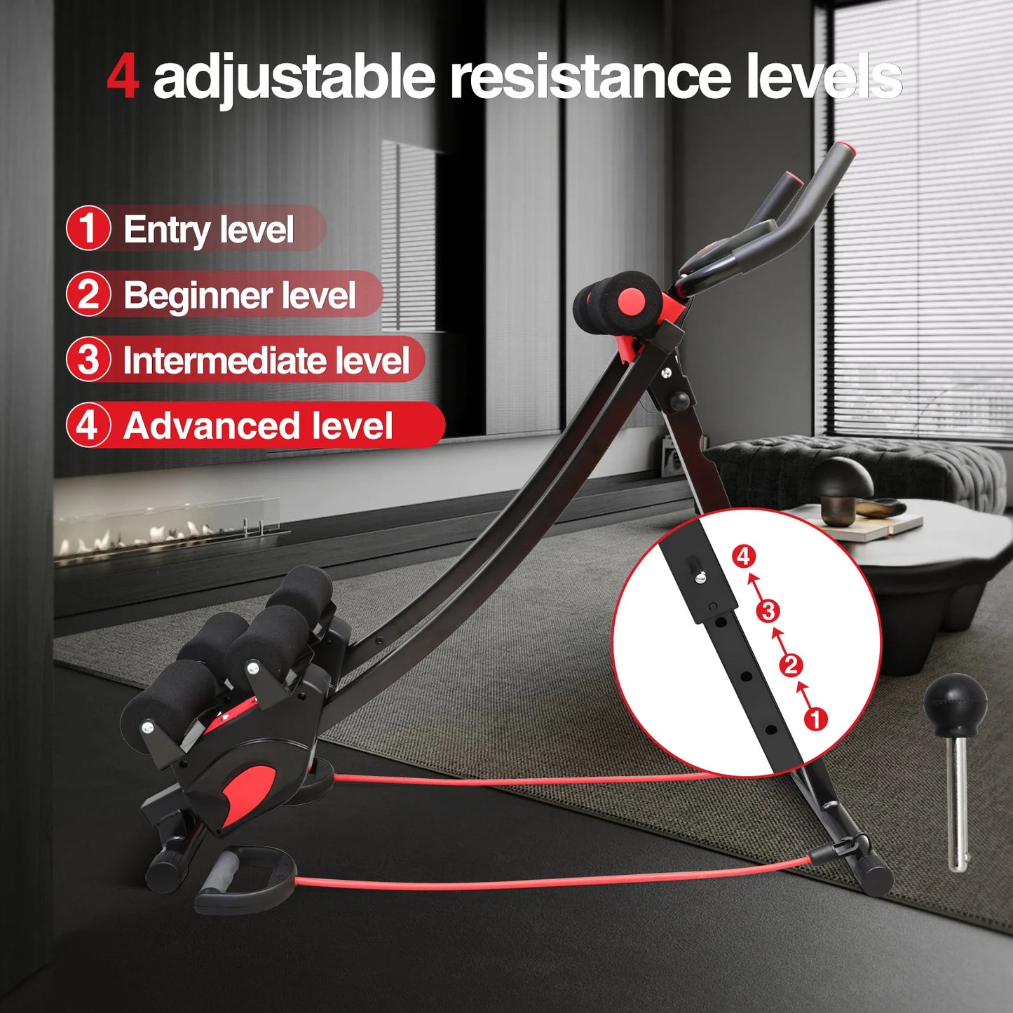 Fitness AB Machine Abdominal Trainers Core Workout Equipment 440 lbs Foldable Height Adjustable For Home Exercise Kit Whole Body