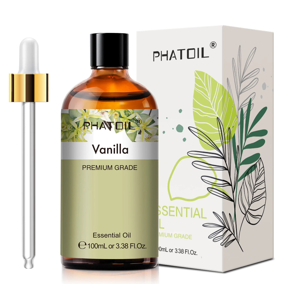 PHATOIL 2PCS Pure Aromatherapy Essential Oils for Diffuser Humidifier Soap Candle Making 100ml Vanilla Lavender Sandalwood Lemon Cinnamon Aroma Essential Oil Set