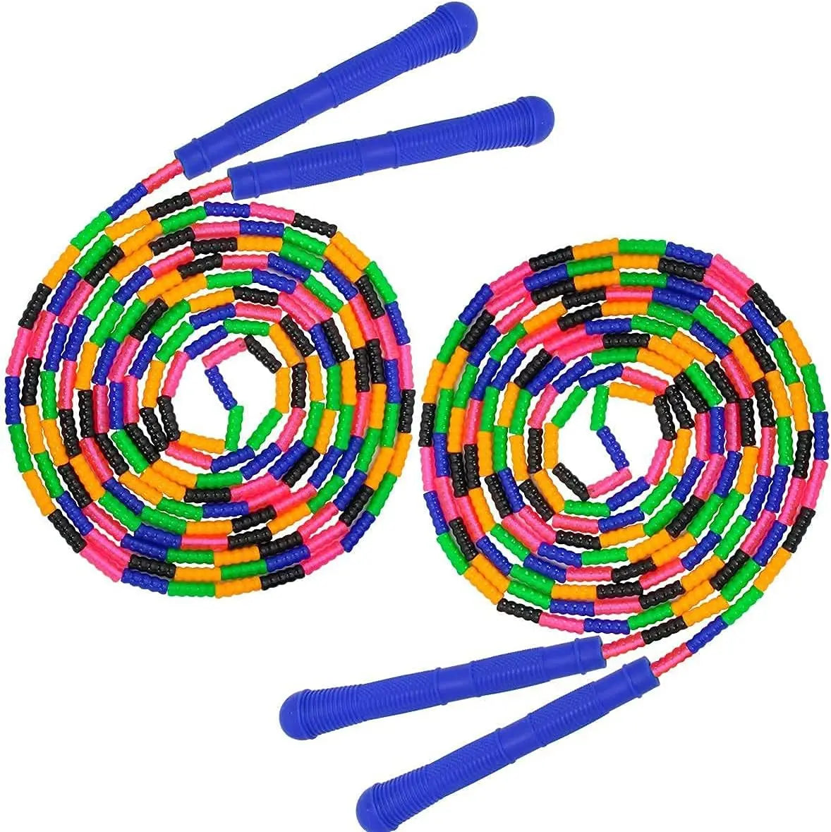 16FT Long Jump Rope 2 Pack, Double Dutch Beaded Skipping Rope for Kids Adults, Adjustable up to 17.2FT