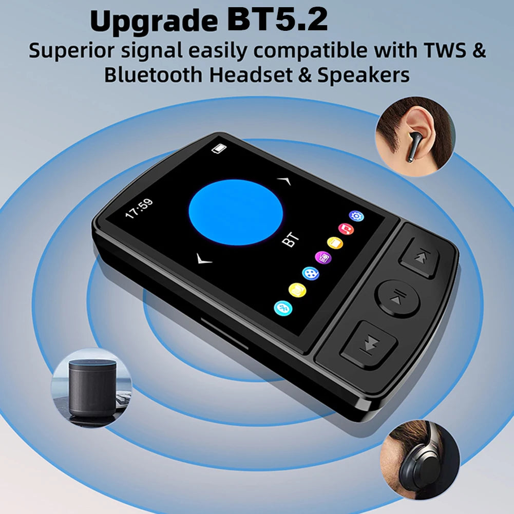 MP3 Player Portable Sport Clip Walkman Button Bluetooth-Compatible 5.2 Music Player 1.8inch Screen with FM Radio E-Book