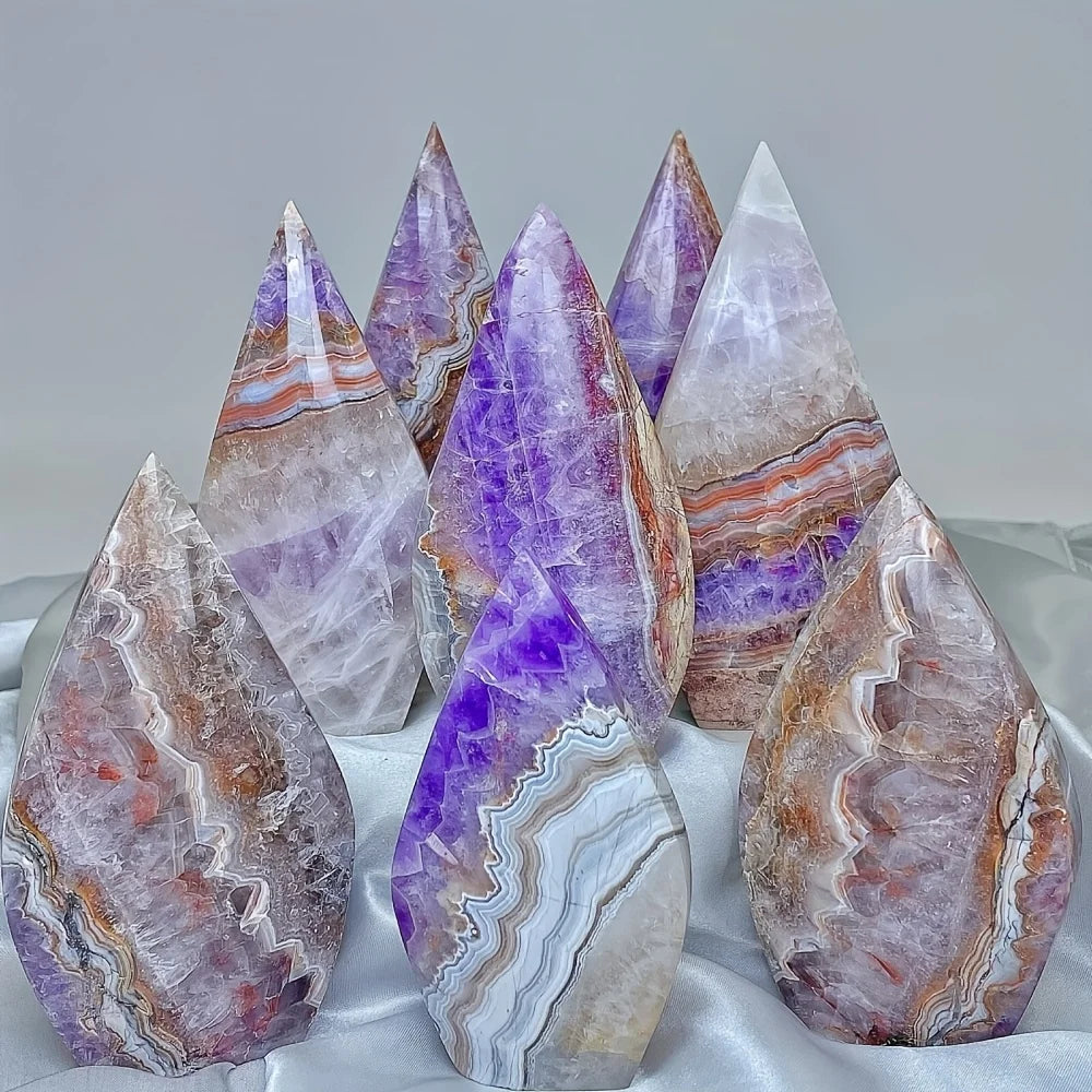 1pc Amethyst Agate Water Drop Ornament, Boho Style Natural Stone, Crystal Craft for Room Decor, Mother's Day & Christmas Gift