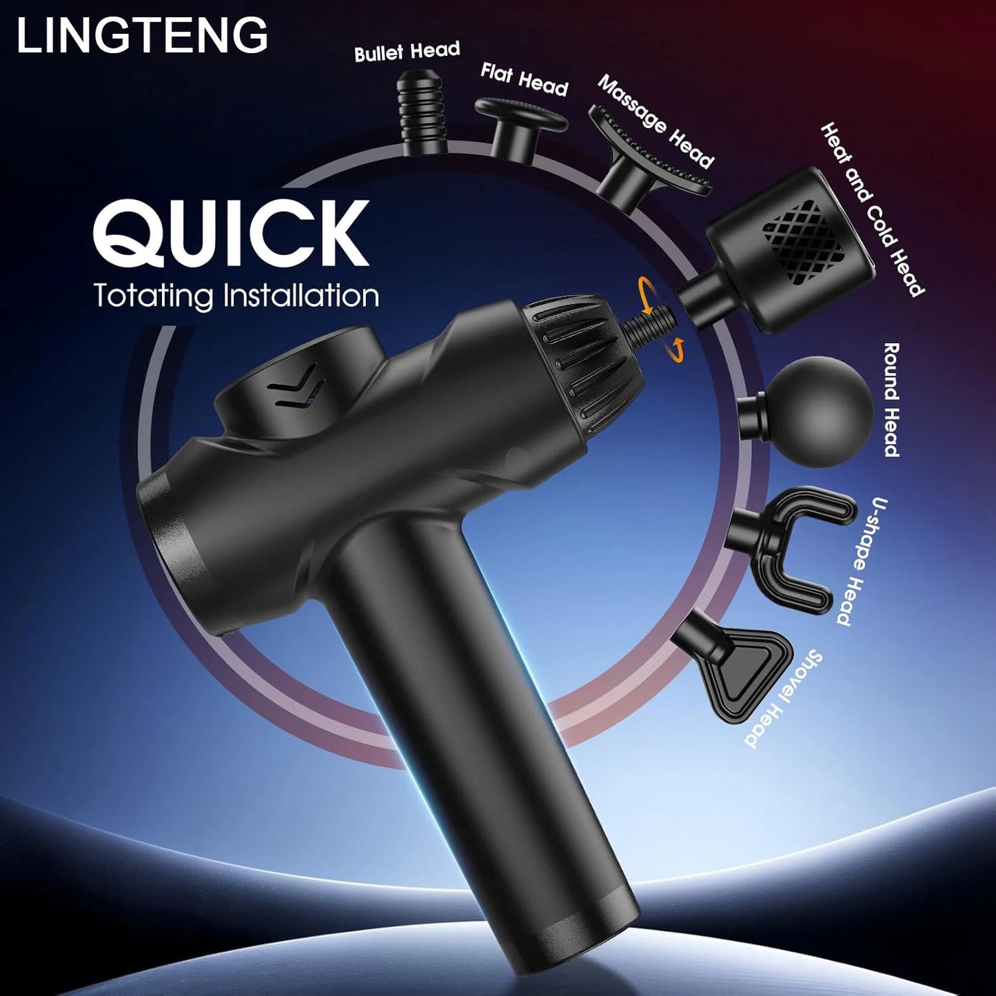 LINGTENGMassage gun with hot and cold functions, deep tissue massage gun, back and neck massager, muscle percussion massager, handheld massager, 7 massage heads, comes with storage case, Christmas gift, birthday gift, sports