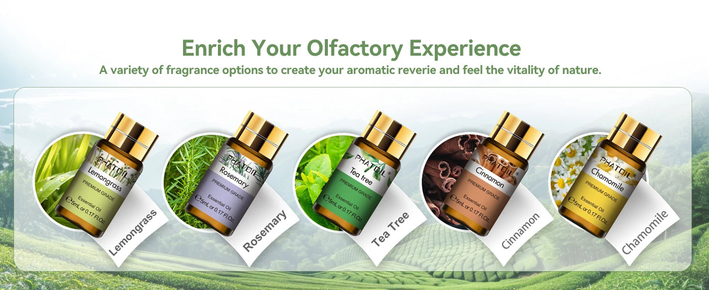 PHATOIL 15PCS Aromatherapy Essential Oil Set For Diffuser-5ml Cinnamon Lavender Eucalyptus Peppermint Lemon Vanilla Aroma Oils