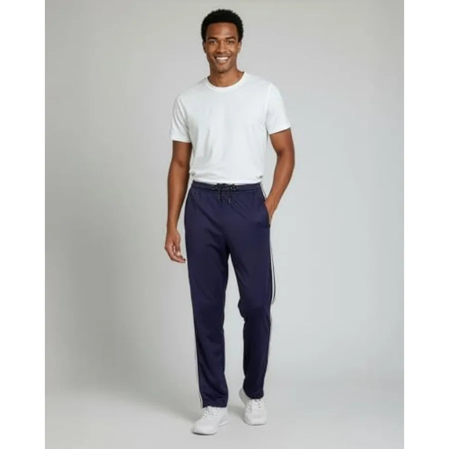 Real Essentials 3 Pack: Men's Mesh Open Bottom Sweatpants Gym Active Athletic Workout Casual Pants with Pockets