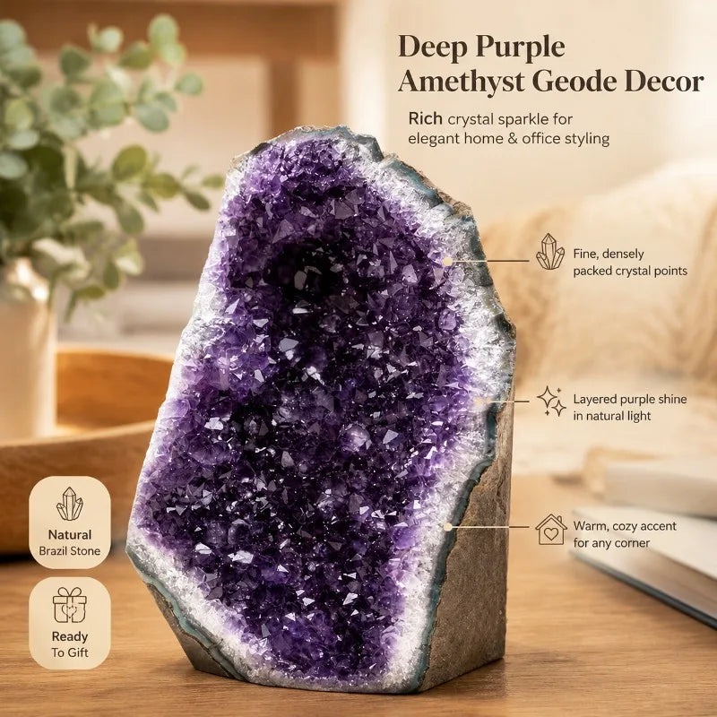 Collection grade selection of heavy-duty natural Brazilian purple crystal clusters, mineral specimen ornaments, random styles, crystal desktop home and office decorations, unique mineral display ornaments, crystal collection