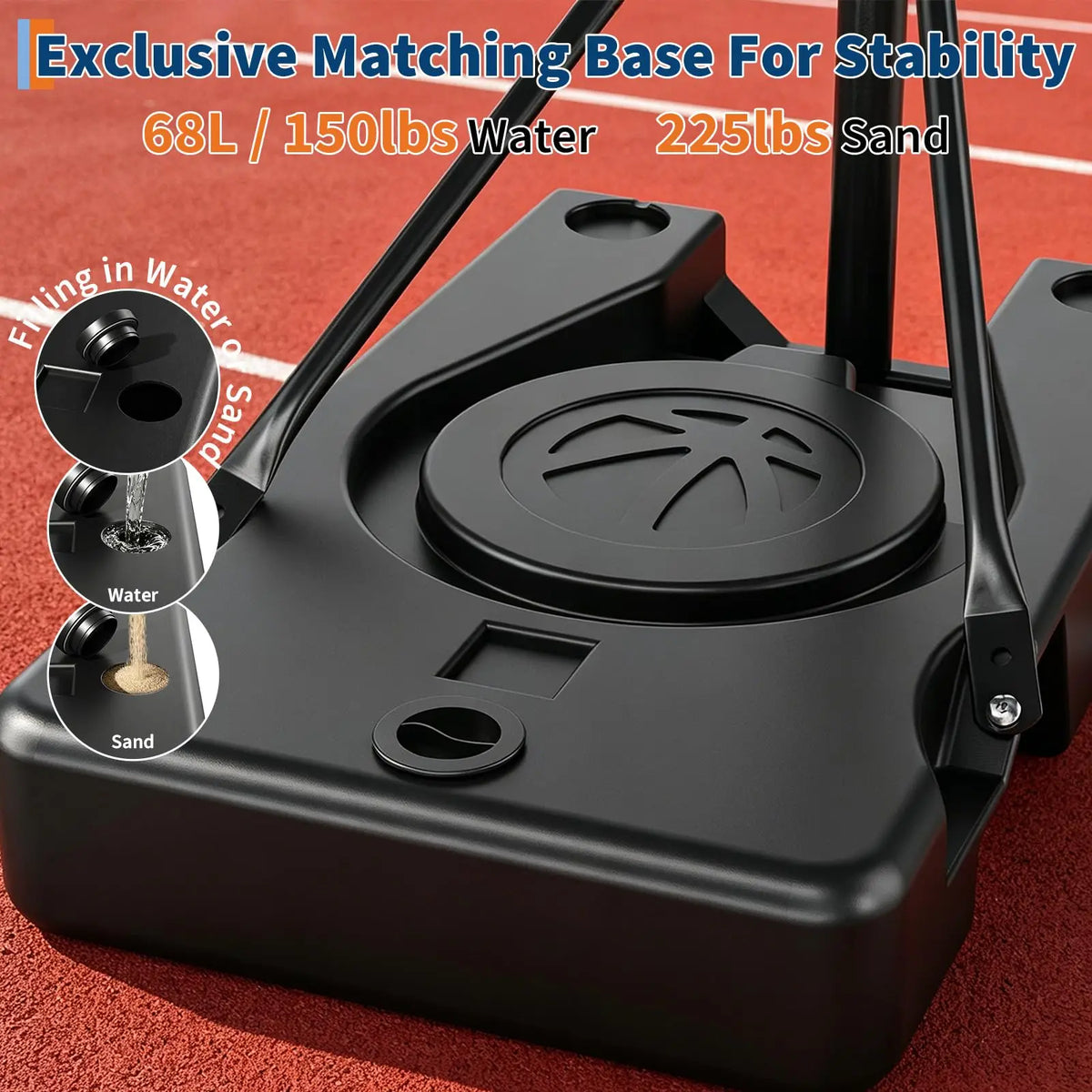 44 Inch Portable Basketball Hoop Outdoor, Adjustable 4.43-10FT Goal System With Wheels For Backyard Driveway Court Kids Adults