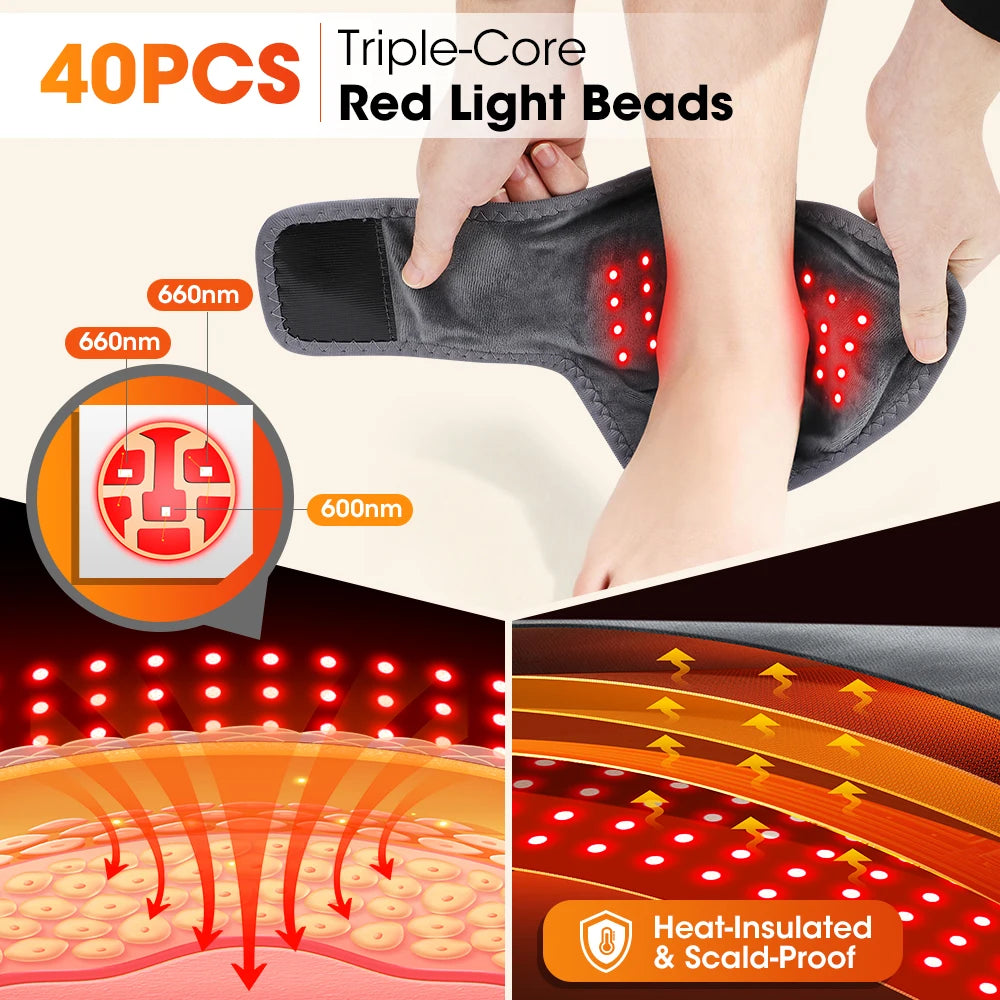 Rechargeable Wireless LED Ankle Massager with Heated Brace 5 Heat Settings & 3 Vibrations for Joint Relief And Relaxation