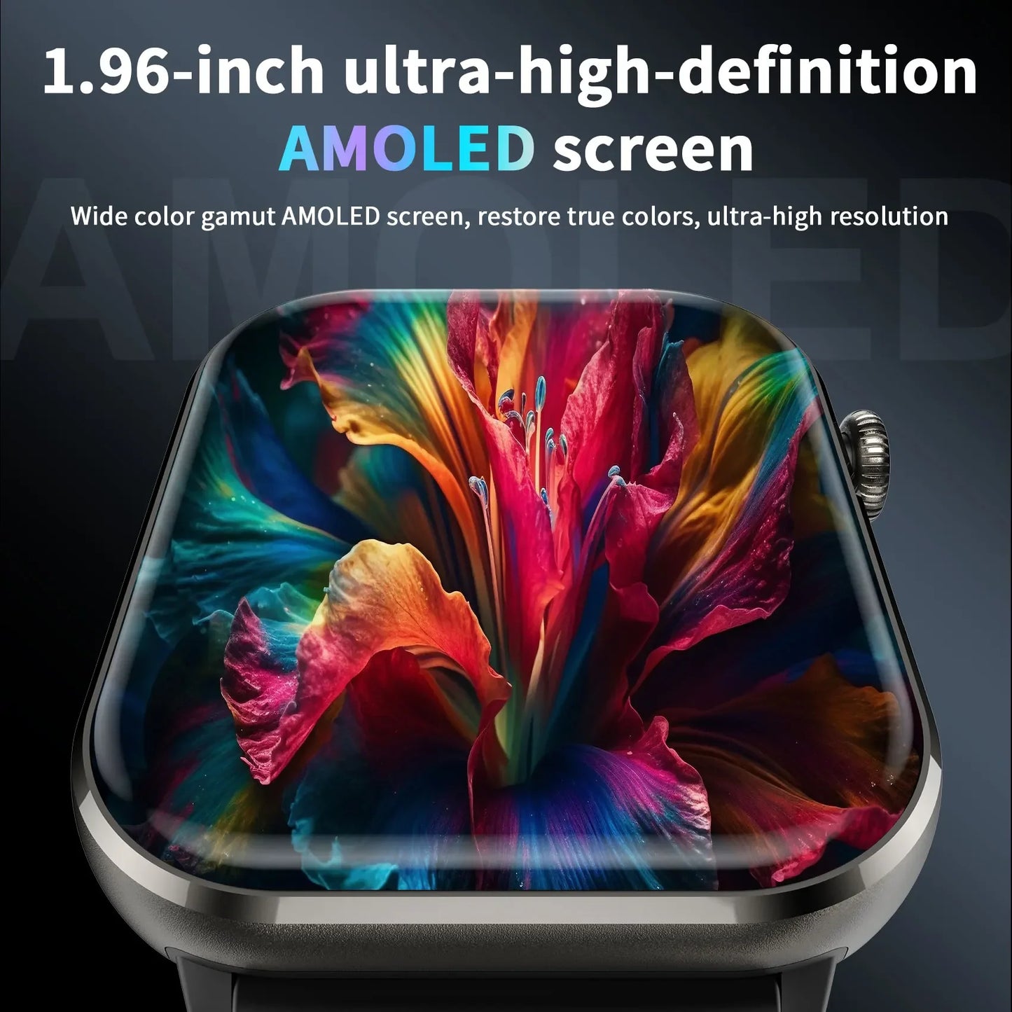 Blackview 800mAh 1.96'' AMOLED Screen R60 Bluetooth Call Smartwatch Blood Oxygen Health Monitoring for Men Women Fitness Tracker