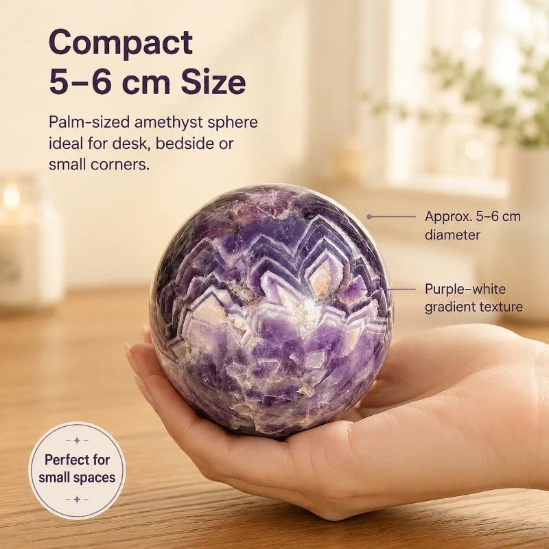 1 random Bohemian style natural amethyst quartz ball with inspirational features, suitable for home and office decoration, perfect birthday and holiday gifts, can be used for special crystal collectibles