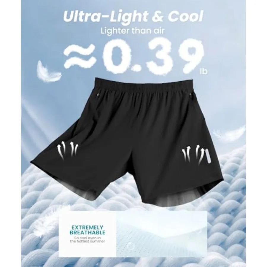 Mens Athletic Gym Shorts 7" Utra-Light Quick Dry Running Workout Basketball Shorts with Zipper Pockets Sports Tennis