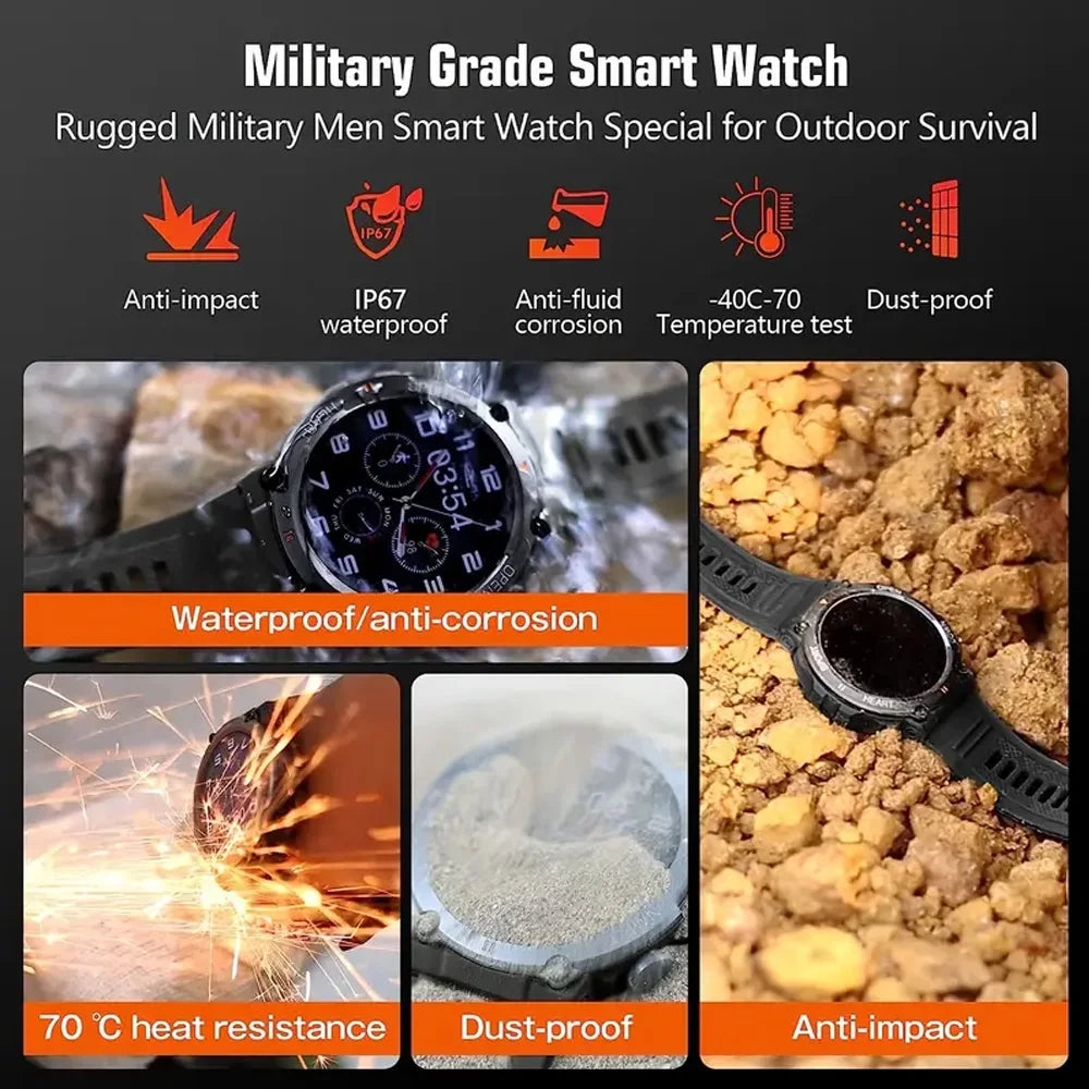 SENBONO Men's Smart Watch  Big Screen Bluetooth Call 400mAh Military Outdoor Sports Fitness Tracker Smartwatch Men Women K56