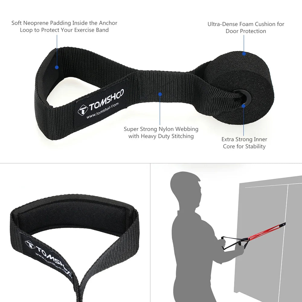 5 Packs Workout Belts Pull Up Assist Bands Set Resistance Loop Bands Powerlifting Exercise Stretch Band with Door Anchor Handles