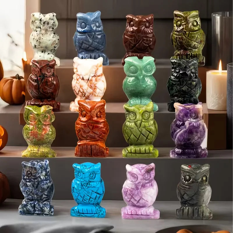 Random style 3pcs natural crystal animal carving ornaments, original mineral specimens, mini home decoration ornaments, high-quality and exquisite holiday gift handicrafts