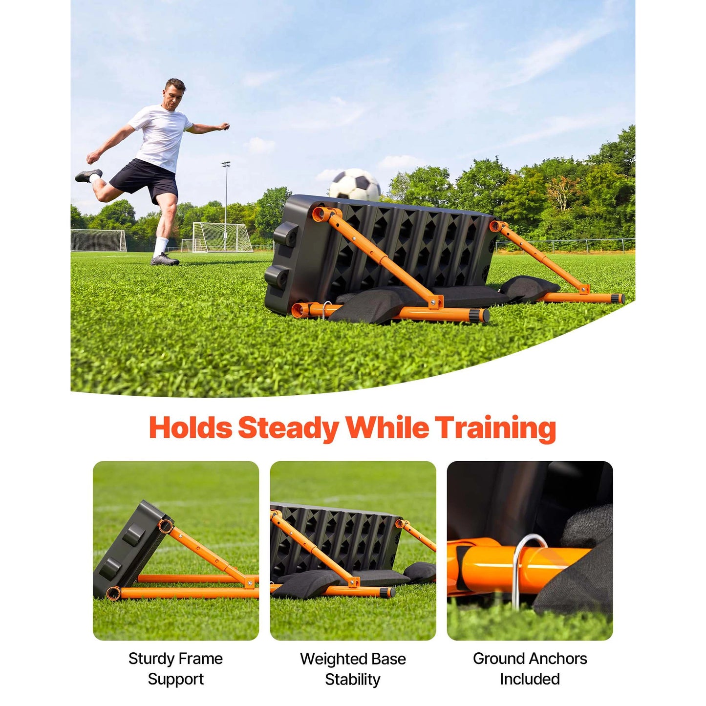SucceBuy 37.4x9.8in Soccer Rebounder Board Dual Surface Sports Kick Back Trainer 3 Adjustable Angles for Passing Reaction Skills