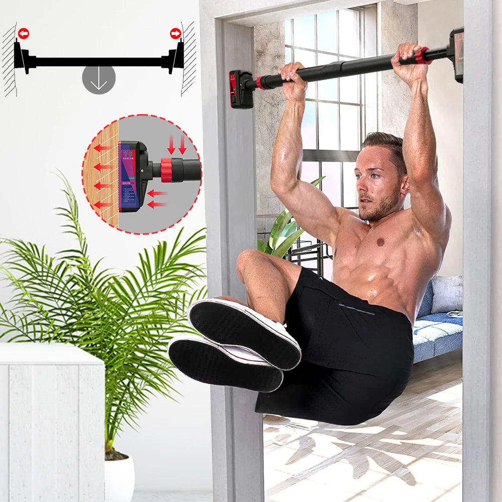 Strength Training Pull-up Bars with Level Gauge 69-92cm Adjustable Width 200kg Max Load Capacity Chin Up Bar For Doorway