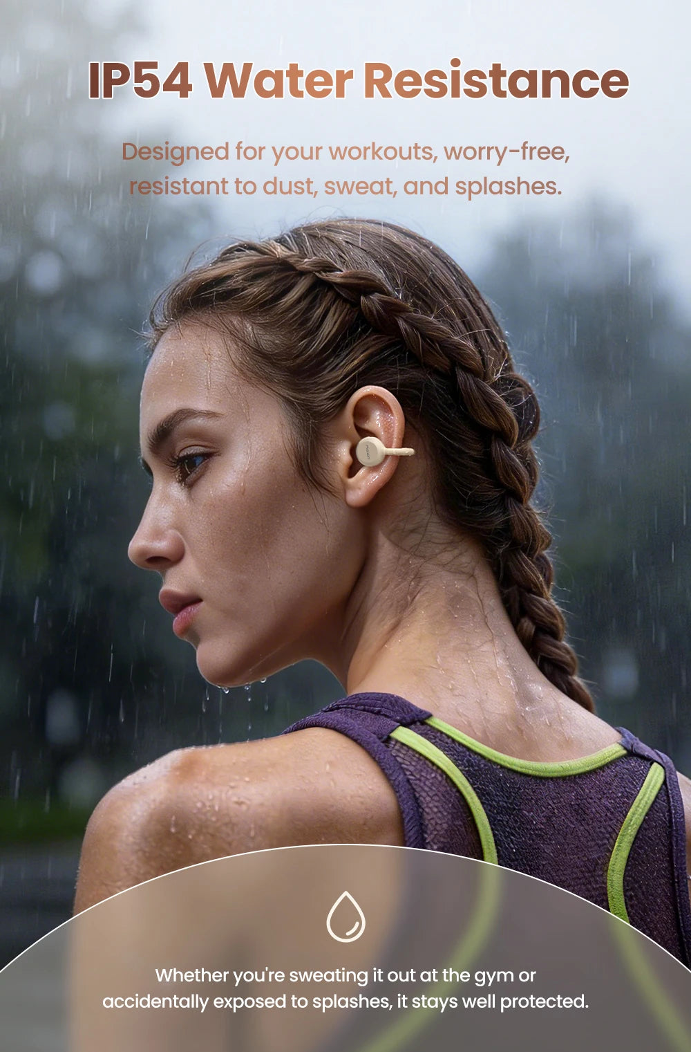 PISEN Wireless Bluetooth 6.0 Hi-Res Ear Clip Earphones 360° Directional Sound Field Long Battery Life Sports Clip Earbuds 30H Pl