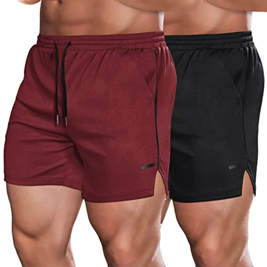 Men's 2 Pack Gym Workout Shorts Quick Dry Athletic Shorts 5 Inch Lightweight Sports Running Shorts with Pockets