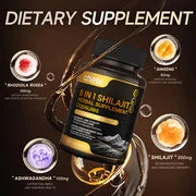 AHETE 8-in-1 Shilajit Capsules - Sports & Health Supplement Capsules With Shilajit, Indian Ginseng, Rhodiola Rosa, Cordyceps.