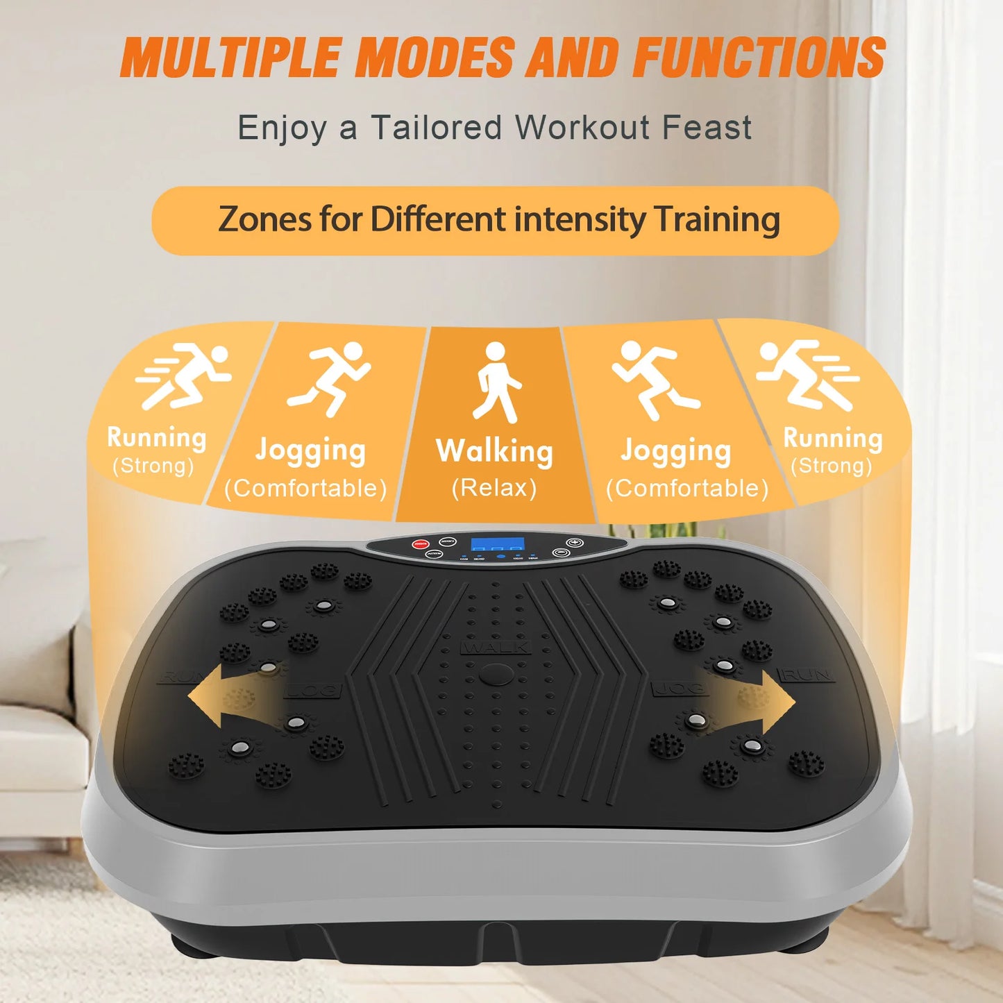 Portable Vibration Plate Exercise Machine Full-Body Workout with Bluetooth Resistance Bands Yoga Straps for Weight Loss &Shaping