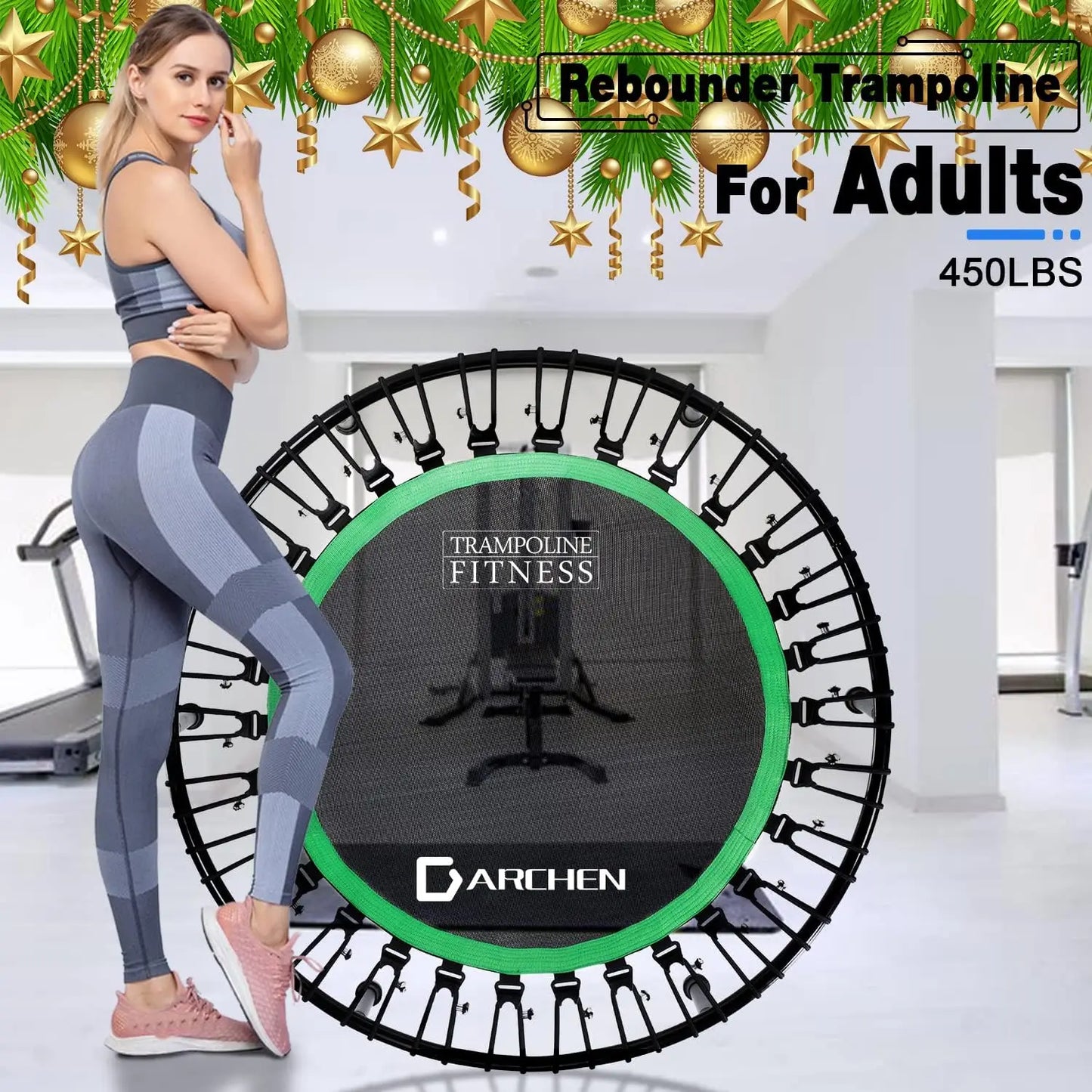 450 lbs Mini Trampoline for Adults, Quiet & Safe Bounce, 40 Inch Indoor Rebounder for Workout Fitness