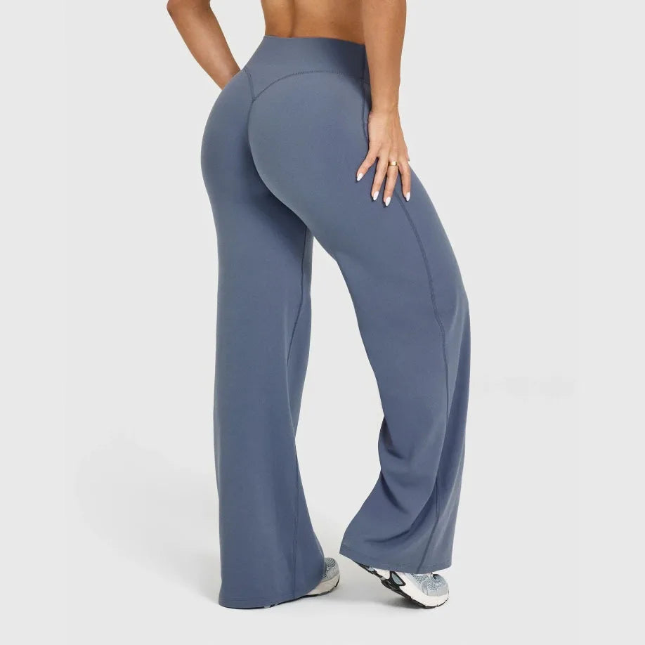 NCLAGEN SoftMotion Straight Leg Bottoms Women's Mid-Waist Yoga Pants GYM Leggings Naked Feel Pilates Running Sports Trousers