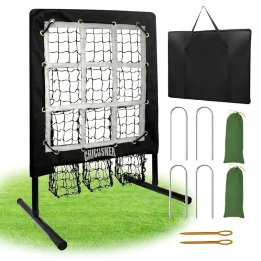 9 Hole Pitching Net Heavy-Duty Baseball Net with Strike Zone for Pitching and Hitting Practice Hght Adjustable Training Equipme