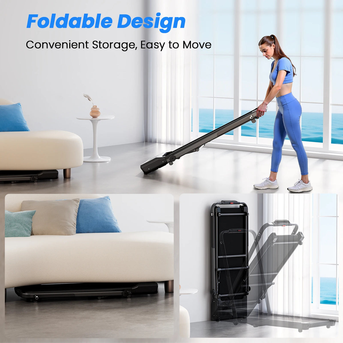 Hot Walking Pad Treadmill with 9% Incline Under-Desk for Home/Office 37.4inch Belt LCD Display Portable Foldable Safety Armrest