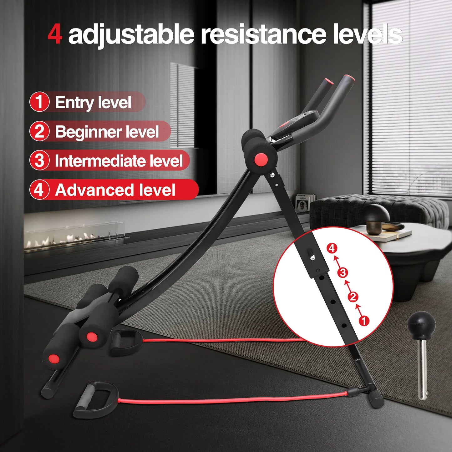 Fitness AB Machine Abdominal Trainers Core Workout Equipment 440 lbs Foldable Height Adjustable For Home Exercise Kit Whole Body