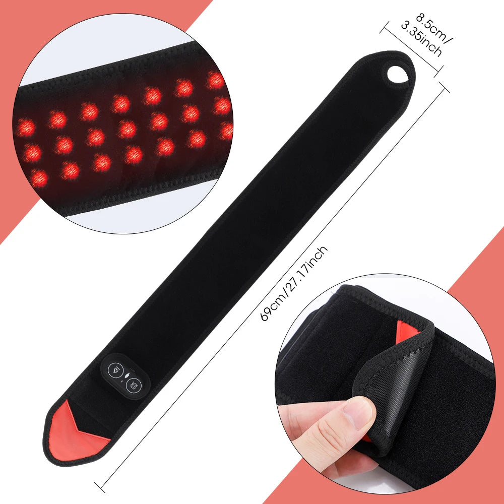 Wireless Vibration Heating Wrap 36pcs LED Beads 660&850nm Versatile Body Heating Pad for Knee Elbow Wrist Ankle