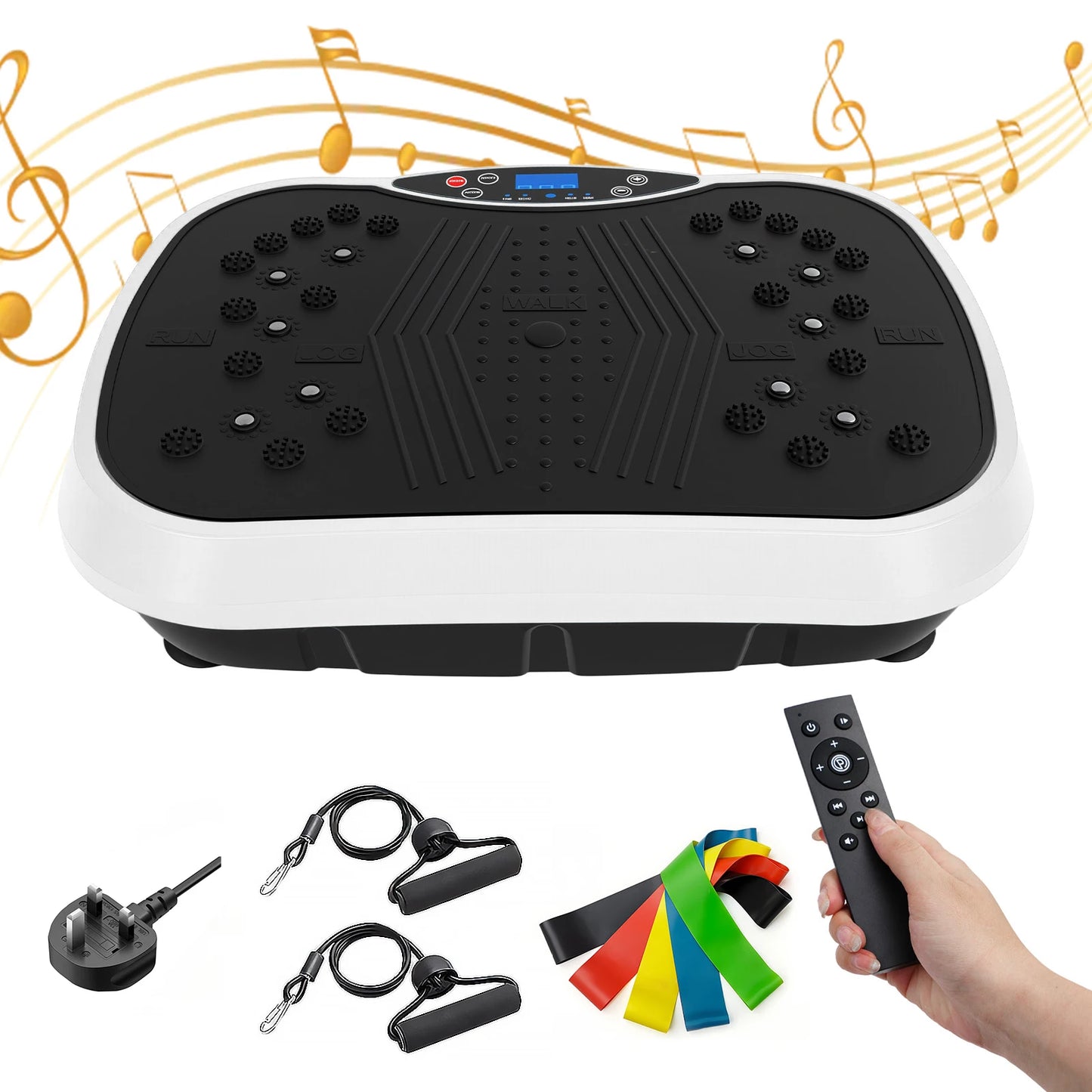 Portable Vibration Plate Exercise Machine Full-Body Workout with Bluetooth Resistance Bands Yoga Straps for Weight Loss &Shaping