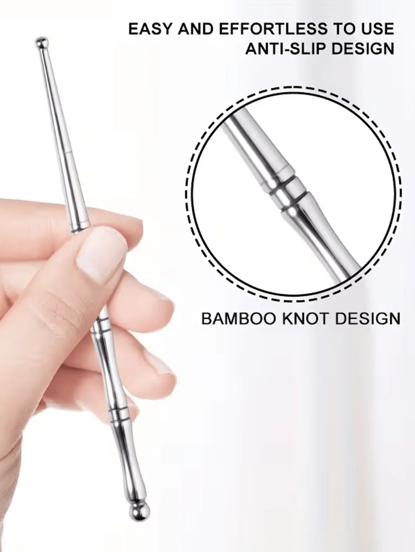 1pc Stainless Steel Acupressure Massage Pen, For Muscle Tension, Manual Stick, No Plastic Material, Suitable For Eyes, Face, Fee