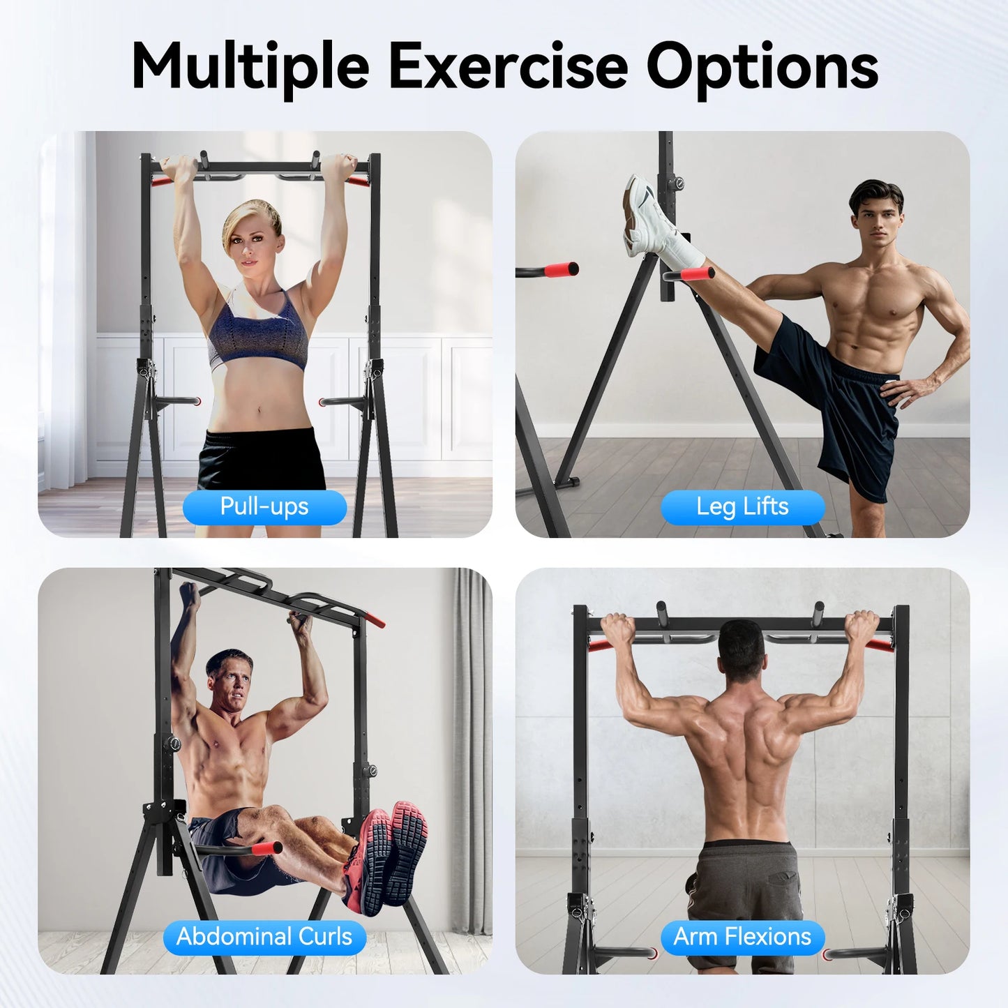 Triangular Pull Up Station Adjustable Height Pull Up Bar Gym Dip Bar Power Tower Workout Dip Station Chin Up Bar for Home Gym Equipment