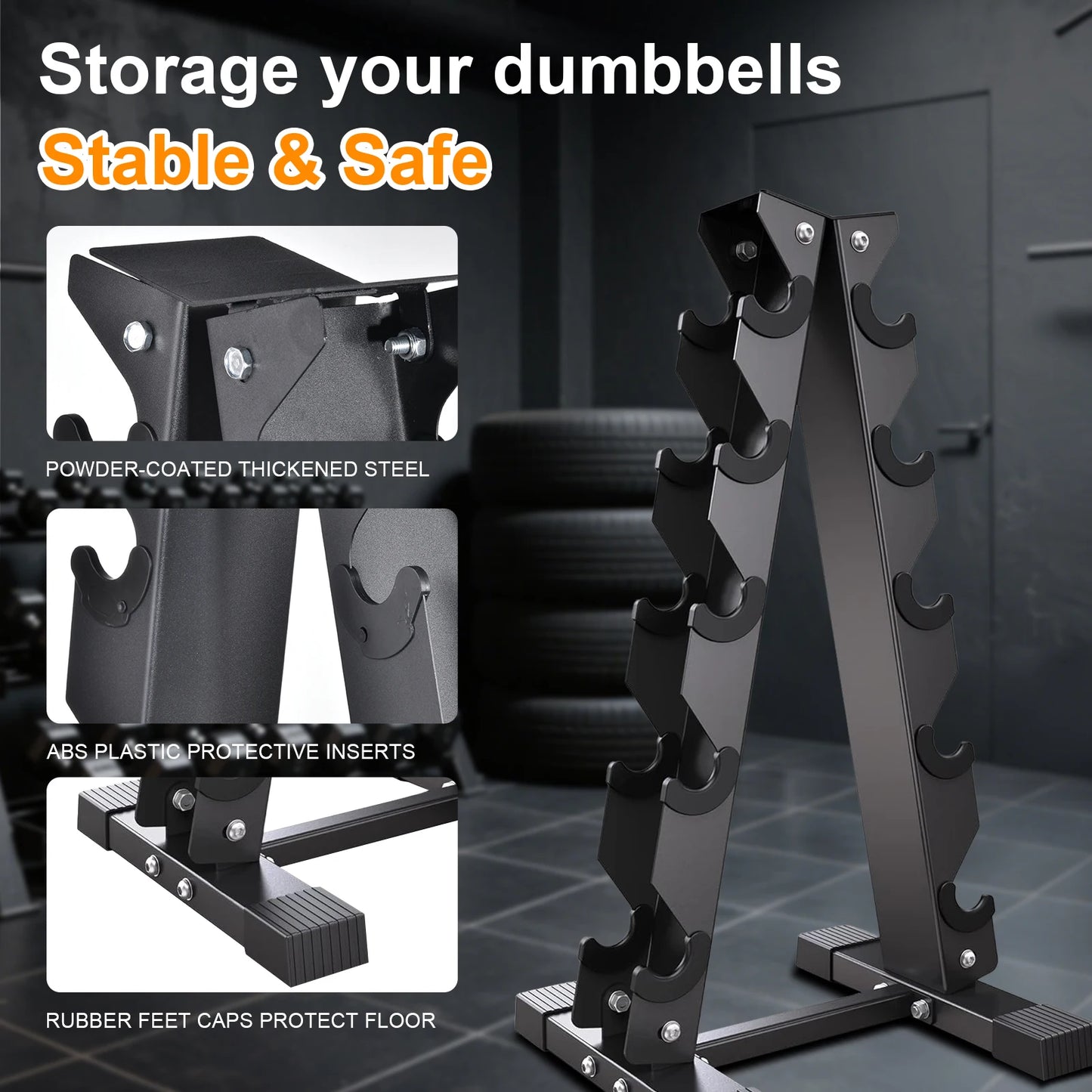 Dumbbell Rack Stand Heavy Duty， Space Saving Tree Shape Weight Storage Organizer for 6 Pairs Hex Dumbbells， 6 Tier Dumbbell Weight Rack for Dumbbell Set， Home Gym Workout Commercial Gym Strength Training