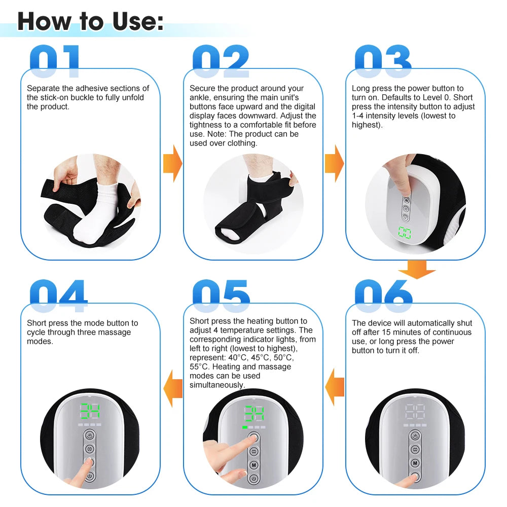 Wireless Air Pressure Ankle Massager,Electric Heating Foot Airbag Compression Massage,Ankle Joint Sole Kneading Muscle Relax