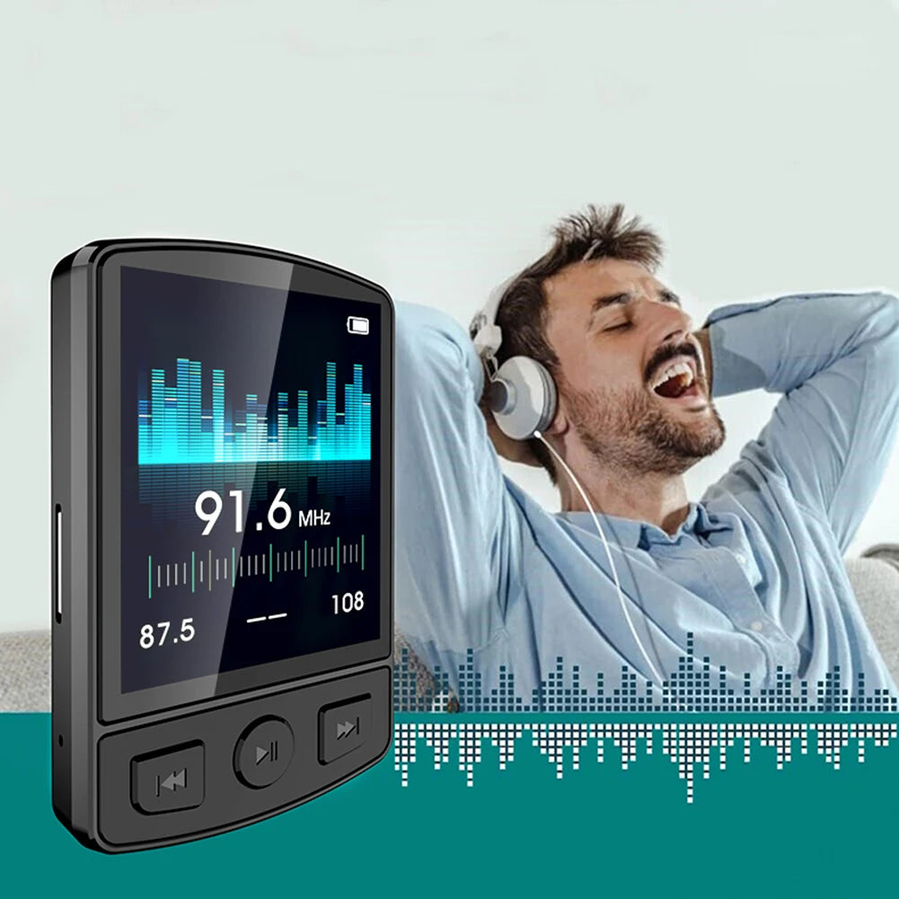 MP3 Player Portable Sport Clip Walkman Button Bluetooth-Compatible 5.2 Music Player 1.8inch Screen with FM Radio E-Book