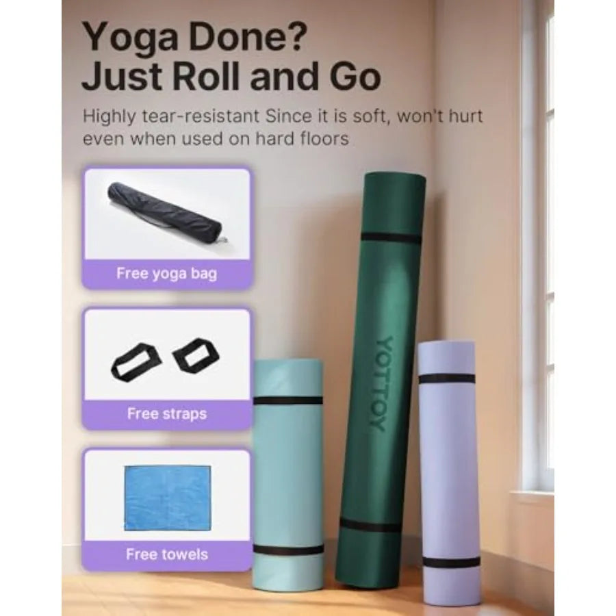 Large Yoga Mat 75 * 52 * 1/2inch,Extra Wide TPE Exercise Mat, Non-Slip Workout Mat for Pilates, Fitness, Barefoot, Home Gym Stu