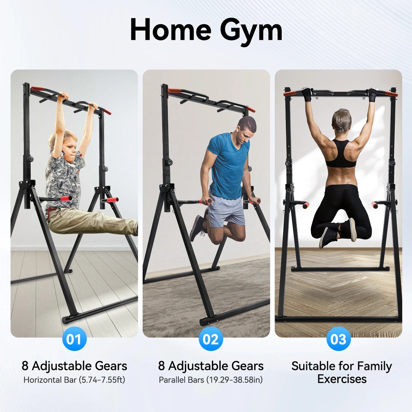 Triangular Pull Up Station Adjustable Height Pull Up Bar Gym Dip Bar Power Tower Workout Dip Station Chin Up Bar for Home Gym Equipment