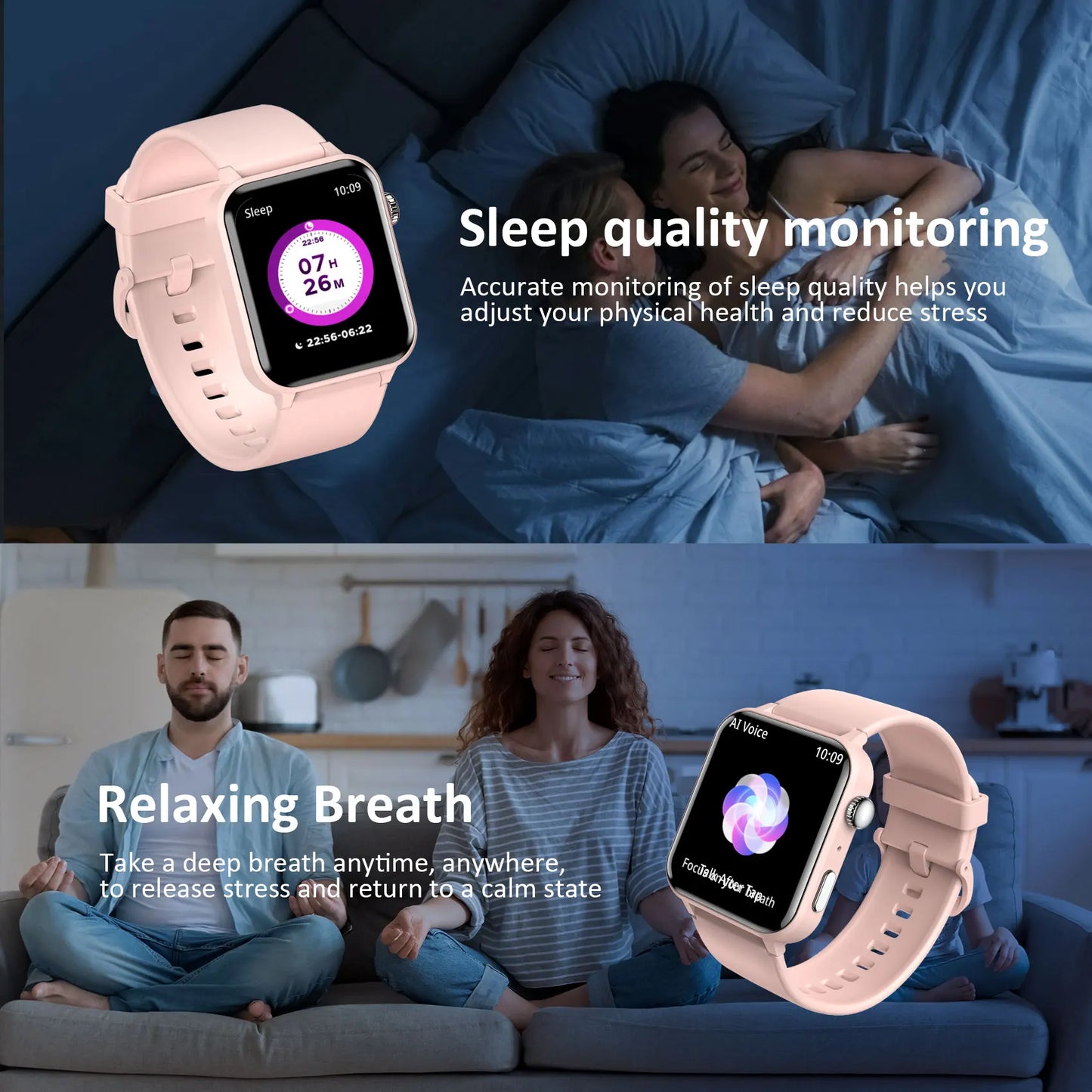 Blackview R30PRO Bluetooth Smartwatch Health Monitoring 100+ Sport Mode Fitness Watch 1.85‘’ HD TFT Screen Watches for Men Women