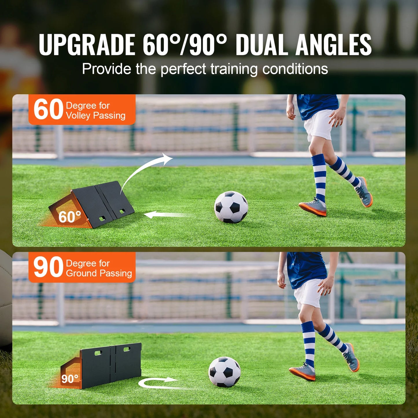 SucceBuy Soccer Rebounder Board 45"X13" Portable Soccer Wall with 2 Angles Rebound for Kids and Adults Passing&Shooting Practice