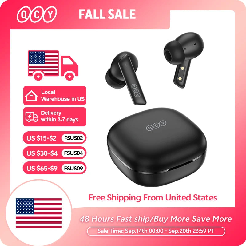 QCY HT05 MeloBuds ANC Wireless Earphone 40dB Noise Cancelling Bluetooth 5.2 Headphone 6 Mic ENC HD Call Earbud Transparency Mode