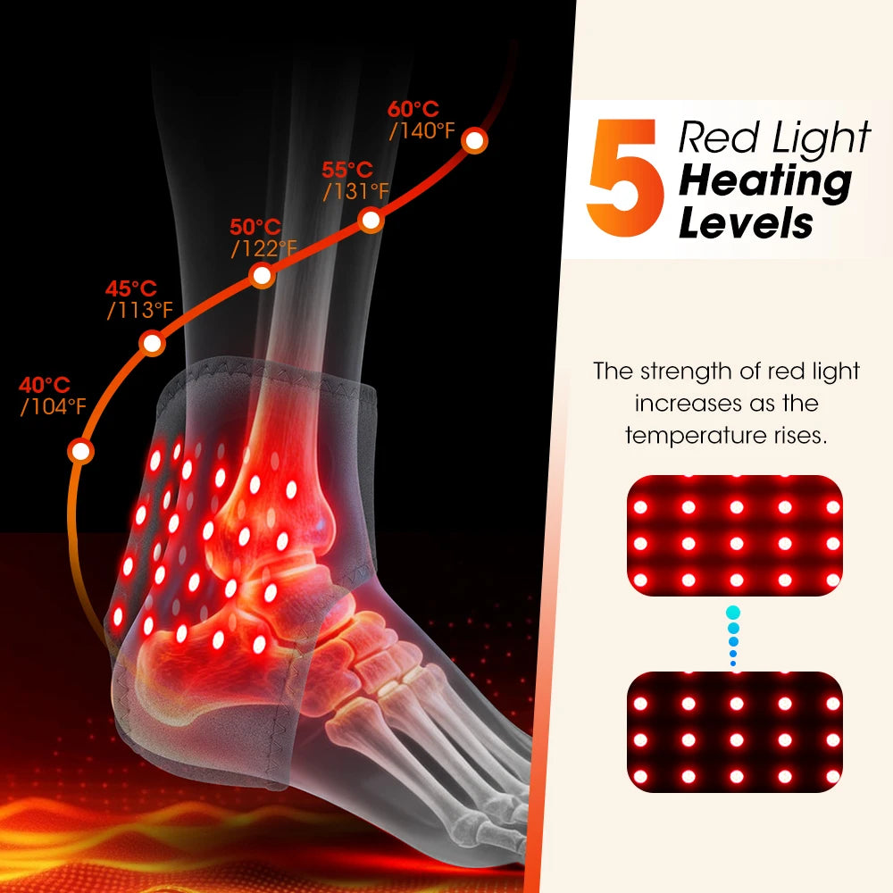 Rechargeable Wireless LED Ankle Massager with Heated Brace 5 Heat Settings & 3 Vibrations for Joint Relief And Relaxation