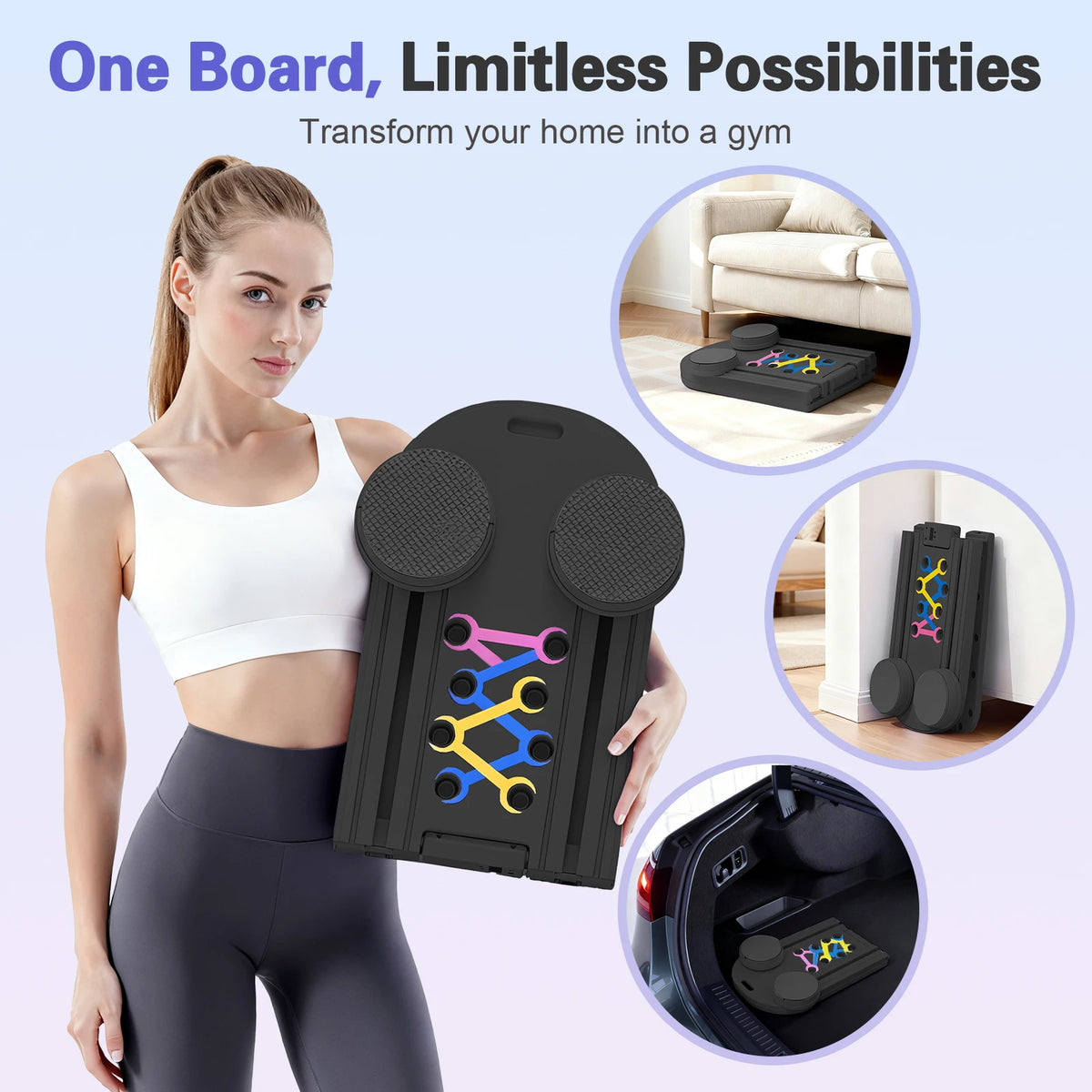 15-in-1 Abdominal Pilates Board Full-Body Training Pilates Multifunction Resistance Bands Ab Workout for Office Outdoor Home